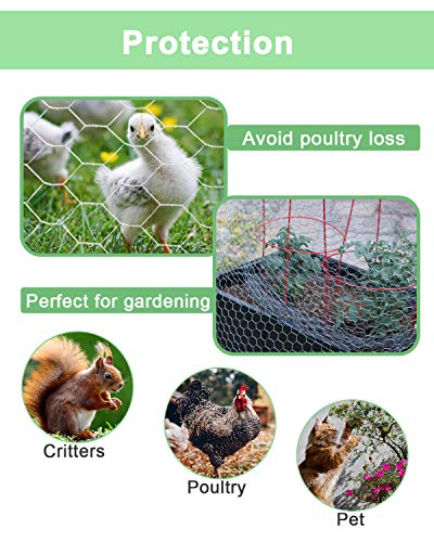 Garden Poultry Chicken Wire Netting - 48 '' × 25 ' Garden Fence Animal Barrier, Chicken Wire for Crafts, 1 inch Mesh Poultry Netting Fence, Pet/Rabbit/Chicken Wire Fencing - size: 48 inchx25 Ft
