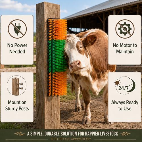 Livestock Scratching Brush, 4-Pack-Grooming Posts for Cows, Horses, Goats and Pigs with 8 Screws, Help Relieve Discomfort in Livestock and Prevent Damage to Fences - color: regular 4pcs