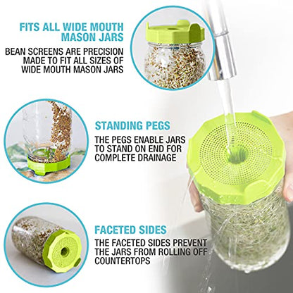 Masontops Mason Jar Bean Sprouting Jar Starter Set - Easy DIY Bean Sprout Kit with Organic Seeds, Sprouting Lids, Complete Bean Sprouts Grow Kit - size: Single Jar Kit (1 Jar, 1 Screen, 1 Seed Mix)
