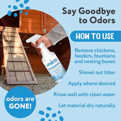 Wee Away Coop Refresher & Droppings Remover for Chickens, Enzyme Cleaner for Bird Poop, Odor Eliminator for Outdoor Chicken Coops, Unscented, 32oz - size: 32 Fl Oz (Pack of 1)