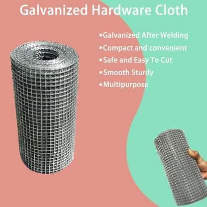 8in X 20ft Hardware Cloth 1/4 Inch 23Gauge, Galvanized Welded Wire Metal Roll, Garden Rabbit Fencing, Snake Fence, Chicken Gopher Racoons Critters Rehab Cage
