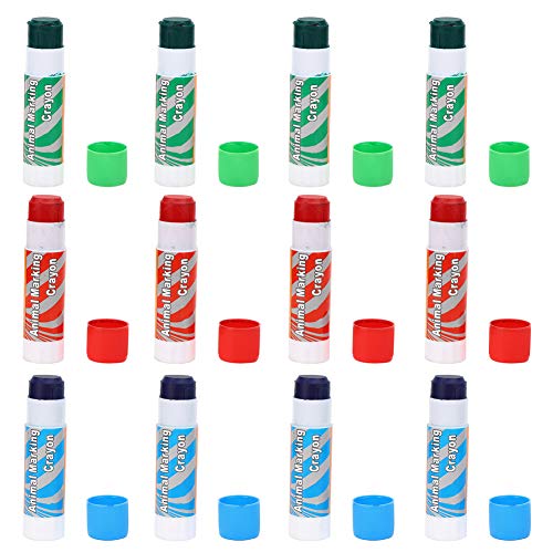 Livestock Crayon, 12Pcs Large Livestock Marking Crayons, Red Green Blue Color Marker Pens for Pigs, Animal Identification,
