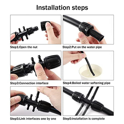 Barbed Tee 1/2 Inch to 1/4 Inch Irrigation Tube Fittings for (1/2'' ID x 0.60''-0.63'' OD) 16mm Drip Tubing Anti-Drop Barbed Connectors,6-Way-10 Pcs - size: 10 Pcs Barbed Tee Six-way