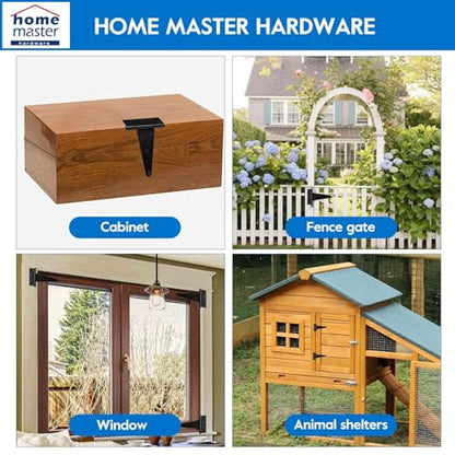 HOME MASTER HARDWARE 8 Inch T-Strap Heavy Duty Shed Door Hinges, Black Tee Hinge for Wooden Fences,Yard Door, Barn Door Gates, Rustproof Wrought Iron with Screws, 4 Pack - size: 8 in-4 Pack