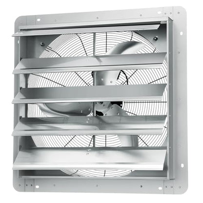 VEVOR 24'' Exhaust Fan, Wall Mounted Attic Fan with Variable Speed, 3320 CFM, Automatic Shutter, Ventilation and Cooling, Silver, Fan Only - size: 24 Inch