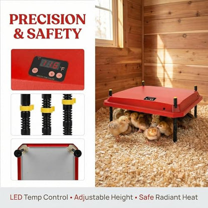 10"x10" Chick Brooder Heater Plate with Absorbent Pad - Safe Adjustable Poultry Coop Heater for 15 Chicks & Ducklings, Fire-Safe Heat Lamp Alternative for Baby Chickens - color: 10"*10"