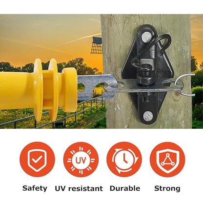 Electric Fence Rubber Gate 20 Pack - Electric Fence Spring Handles Insulated Plastic Handle for Garden Farm Heavy Stamped Steel Hook, Yellow - size: 20 pcs