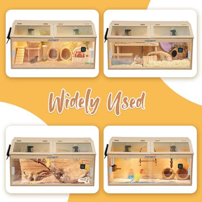NEWTRY Chicken Brooder Box 32” Intelligent Sliding-Door Chick Brooder with 3 Heating Lamp, 1 Temp Controller, 2 Types of Thermometer Brooder Box up to 35 Chicks Quail Birds