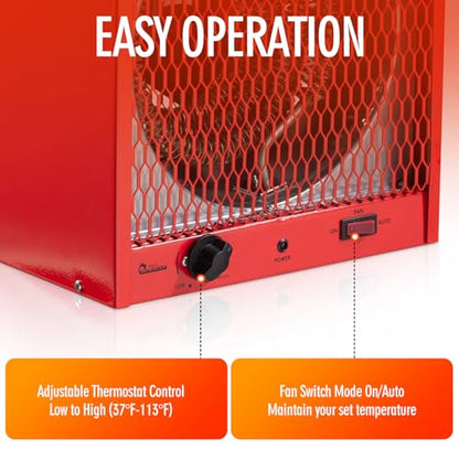 DR. INFRARED HEATER DR-988 240V Electric Industrial Garage, Workshop, Warehouse, Construction Heater, 5600W, Thermostat 37-113 °F, Portable, Wall Ceiling Mount - size: 16 Inches