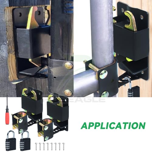 Upgraded 2 Pack 5 inch Black S16100700 Two Way Lockable Gate Latch | Include 4-Digit Combination Lock and Screwdriver for Farm Gate Latch, Metal Gates with 1-1/4" to 1-1/2" Diameter Tubes - color: A02 2xLockable Gate Latch for 1-1/4 to 1-1/2 Tubes