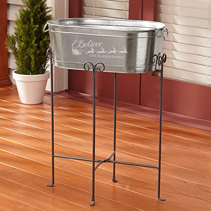 Let's Make Memories Personalized Beverage Tub - Christmas Party - We Believe - Metal - Engraved - 5.5 Gallons - w/Stand - color: We Believe, size: With Stand