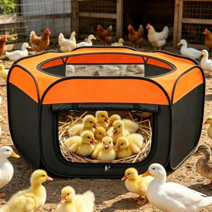 Chicken Brooder Playpen - Chicken Starter Brooding Pen, Portable Brooding Pen, Foldable Up to 15 Ducklings | Breathable Chicks Starter Box for Ducks Geese Cats Dogs Rabbits Small Animals