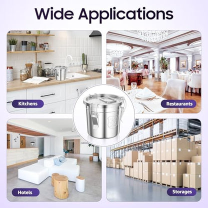 6L (1.59 gal) Stainless Steel Food Storage Container with Lid, Airtight Locking Bucket for Rice, Flour, Pet Food - Food Grade 304, Commercial & Home Kitchen, 202 oz Capacity (1.59 gal) - size: 1.59 gal