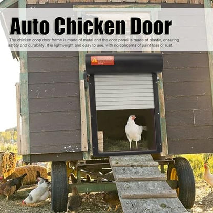 Auto Chicken Door, Battery Powered LED Display Automatic Chicken Door Opener for Duck (Black) - color: Black