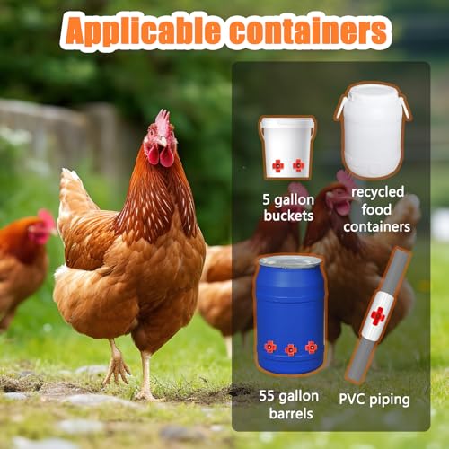 15 Pack Horizontal Chicken Waterer Nipples,Leakproof Chicken Nipple Water for Poultry Coop, Durable ABS Plastic & Stainless Steel, Water Saving Design,with Drill Bits