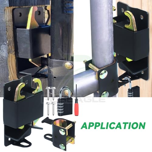 5 inch Black S16100700 Two Way Lockable Gate Latch with 4-Digit Combination Lock and Screwdriver for Metal Gates with 1-1/4" to 1-1/2" Diameter Tubes - color: A01 1xLockable Gate Latch for 1-1/4 to 1-1/2 Tubes