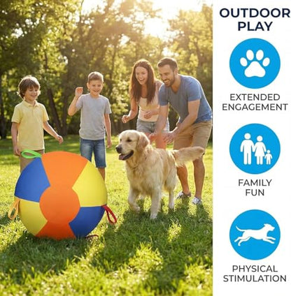 10" Herding Ball for Dogs & Horses - Tear-Resistant Inflatable Toy with Heavy-Duty Handle Cover & Pump - Durable Exercise Ball for Large Pets (Small) - size: Small