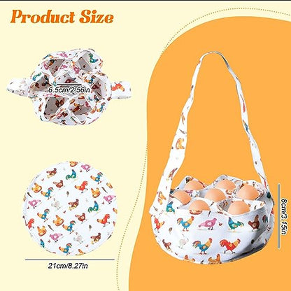 Eggs Collecting Basket with 7 Pouches, Eggs Gathering Basket Canvas Carrying and Collecting Chicken Egg Bags for Farmhouse Chicken Hen Duck Goose Housewife Garden Transporting Storage