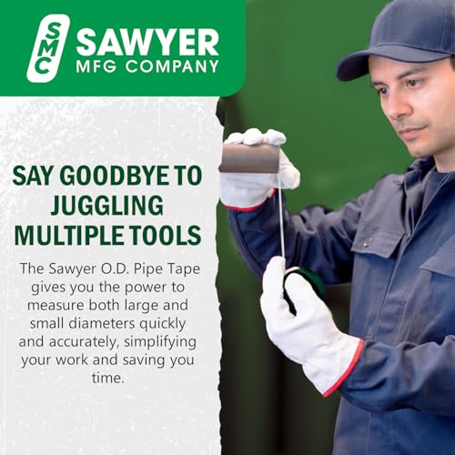 Sawyer Mfg Company Pipe Tape – Compact, Portable Tool for Fieldwork – Durable, Quick & Easy to Use – Standard Inches for Outside Diameter (Up to 79") – Hundredths Measurements (Up to 25.20")