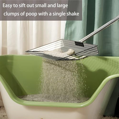 10 in Large Chicken Poop Scooper,4-in-1 Stainless Steel Handle, Adjustable Chicken Coop Accessories, Suitable for Chicken Coop Cleaning Cat Litter Other Heavy Duty Poop Scoop (Large)