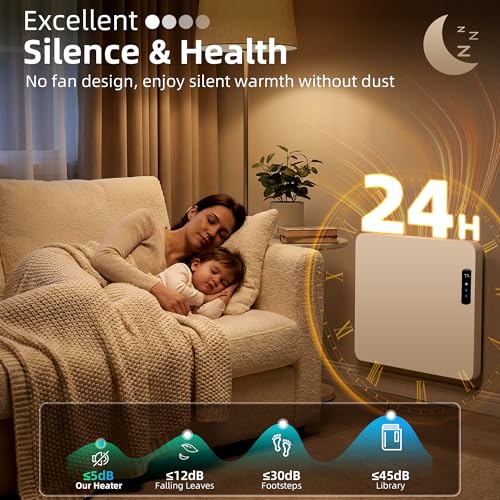 Wall Convection Space Heater Panel, Smart WiFi Heater for Indoor Use | 400W Energy Efficient with Remote & APP Control, Quiet for Bedroom, Office