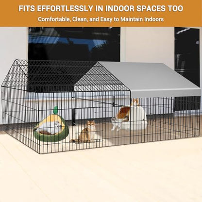 Chicken Coop 87"×40" Metal Portable Black Duck Coops Enclosure with Waterproof Cover Chickens Cage Runs for Yard Outdoor Backyard Farm Duck Pen Chicken Tractor for Rabbit, Dog, Cat,Small Animal
