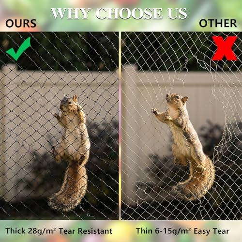 Bird Netting，50 x 50 FT Garden Netting Bird Net for Chicken Coop, Poultry Netting Fence for Fruit Trees, Plants and Vegetables Against Birds, Deer, Squirrels and Other Animals - size: 50 x 50 FT 1" Mesh
