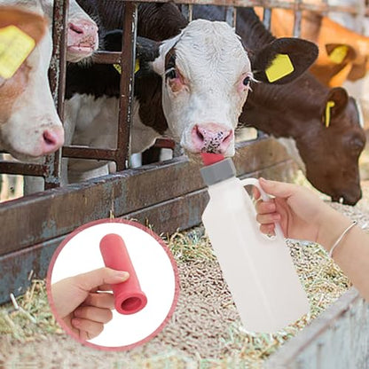 6PCS Calf Feeder Pacifier Teats Soft Rubber Feeding Teats for Cattle Horse Donkey Nursing Bottle Nipples Farm Animal Feeding Supplies (RED) - color: RED