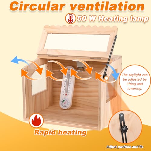 Chick Brooder Box, Brooder Box for Chicks, Pine,Quail Cage, Duck Brooder, Quail Cages, Ideal for Chicks, Ducks, Quails, Hamsters and Lizards,16" L x 12" W x 12" H (Without Washable Mat)
