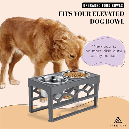 AVERYDAY 24oz Stainless Steel Dog Bowls Set, 2 Pack for Replacement Dogs Bowl Stand, 3 Cups Metal Dog Bowls, 6 Inch Small Medium Dogs Water Bowl for Raised Feeder with Opening 6.38-6.54'' - size: Fit 6.38-6.54" Feeder Holes (3 Cups)