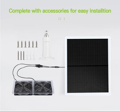10W Solar Fan, Dual Metal Shell Exhaust Fan Kit for Chicken Coops, Greenhouses, Sheds, Pet Houses, and Windows, chicken coop accessories