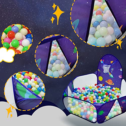 Kids Ball Pit, Pop Up 3+Children Play Tent, Toddler Ball Pool Baby Crawl Playpen with Basketball Hoop, Portable Toys for Girls Boys, 4 ft / 120 cm, Balls Not Included, Spaceship - style: Spaceship