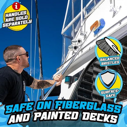 Salty Captain Medium Bristle Boat Deck Brush – Versatile Cleaning for Non-Skid, Fiberglass & Painted Surfaces – Durable Marine-Grade Design - style: Brush Medium (Pole not included)