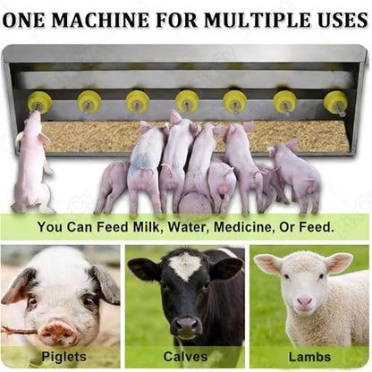 Multifunctional Piglet Milk Feeding Machine, Automatic Constant Temperature Stainless Steel Feeder with 10/14 Nipples and Sound for Lambs, Calves, and Piglets 15L - size: 15L