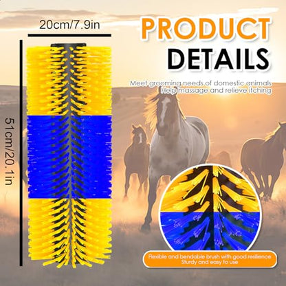 Livestock Scratching Brush 4 Pack, Dense Cow Brush Wall Mount Anti-Itch Grooming Tool, Flexible Goat and Horse for Grooming with Screws and Nuts - color: blue yellow