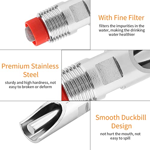 Pig Water Nipple, 5Pcs Pig Nipple Waterer, Stainless Steel Automatic Drinker for Pigs, Versatile Pig Nipple Dispenser Set Feeding Watering for Calf, Sheep, Pony, 2.9x0.8in