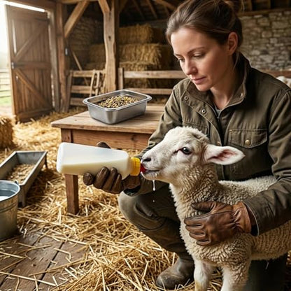 5-Pack Goat and Lamb Feeding Bottles with Silicone Nipples, 400ml Small Livestock Milk Feeder Kit for Sheep, Piglets, Calves, and Orphaned Animals, Hand-Rearing Nursing Set with 5 Replacement Nipples