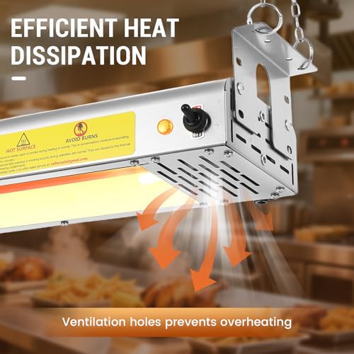 48-Inch Food Heat Lamp - 1350W Commercial Food Warmer Lamp Overhead Stainless Steel Catering Heat Lamps Electric Strip Heater for Restaurant Buffet Parties Kitchen, Silver 115V - color: Silver, size: 48 Inch