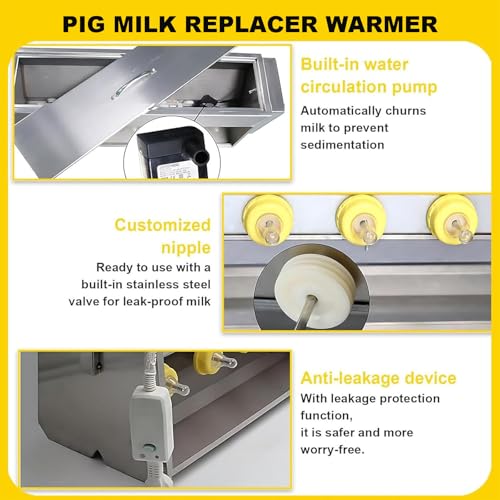 Stainless Steel Piglet Lactation Feeder, with Sound Source, Automatic Stirring Little Pig Milk Feeding Machine, for Lambs and Small Cattle, Prevent Piglet from Running Around 10 Nipples - size: 10 Nipples
