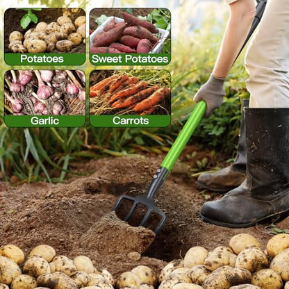 GARDENWORK Garden Fork,45-Inches Pitch Fork with Steel Y-Grip,Heavy Duty Gardening Spading Fork,4 Metal Tine,Compost Fork,Digging Fork