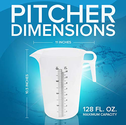ACCUPOUR 64oz (1/2 gallon) Measuring Pitcher, Plastic, Multipurpose - Great for Oil, Chemicals, Pool and Lawn - Ounce (oz) and Milliliter (mL) Increments (2000 mL) - size: 64oz
