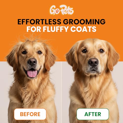 GoPets Double Row Dematting Rake Undercoat Deshedding Tool for Dogs and Cats, Dog Brush for Shedding and Grooming, Long Hair Pet Grooming Brush for Mat Removal, Detangling, and Shedding Control - style: Double Row Dematting Comb