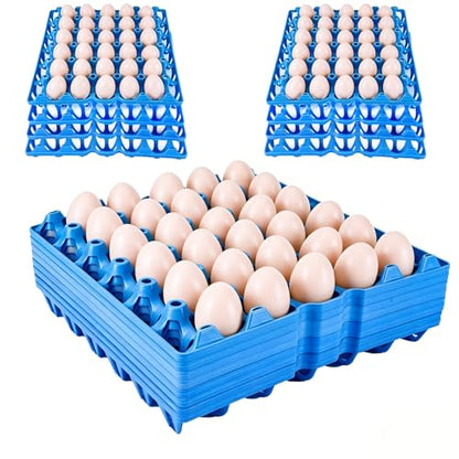 12 Pack Plastic Egg Tray 30 Cell Egg Crates Egg Flats Stackable Egg Carton for Home, Chicken Farmers, Storing, Sorting, and Shipping Eggs, Holds Multiple Eggs (Blue)