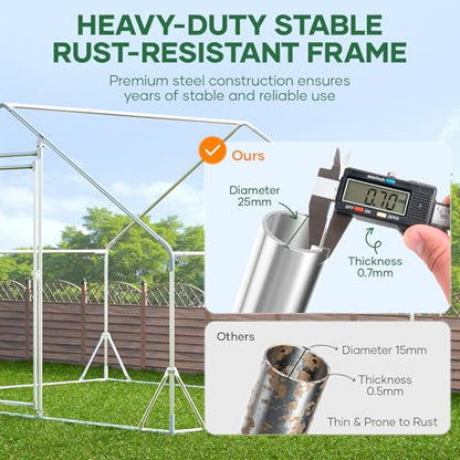 Metal Chicken Coop with Runs for Yard with Cover Waterproof Quail Coop Walk in Duck Coop, Chicken Pen House Cage gallinero para gallinas with Security Lock for Outdoor Farm Rabbit Run 10x20FT - size: 236.0"L x 118.0"W x 77.0"H