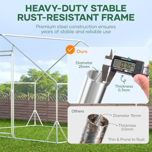 Large Metal Chicken Coop Chicken Runs with Cover Chicken Coop with Run Hen House Enclosure with Security Lock Waterproof Cover, Outdoor Duck Rabbit Cage Poultry Pens for Backyard Farm Yard - size: 156.0"L x 120.0"W x 77.0"H