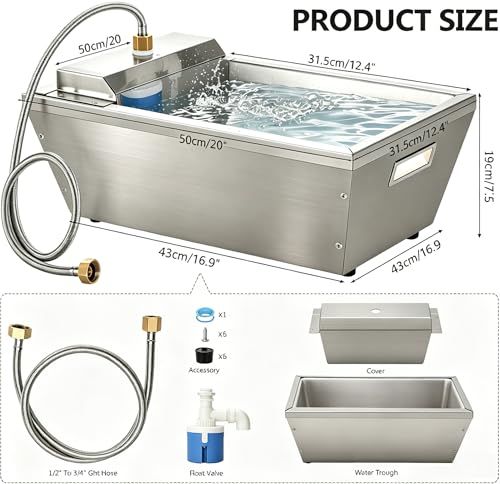 4Gal Dog Water Bowl Dispenser Large Breed Outdoor Automatic Livestock Water Trough Livestock Waterer for Large Dogs Goat Sheep Cow Horse
