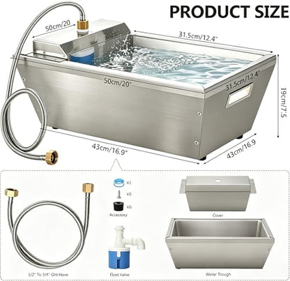 4Gal Dog Water Bowl Dispenser Large Breed Outdoor Automatic Livestock Water Trough Livestock Waterer for Large Dogs Goat Sheep Cow Horse