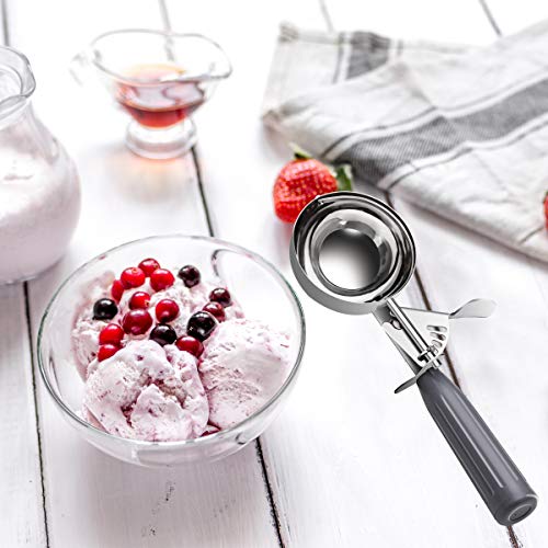 TOPKITCHEN Commercial-Grade Ice Cream Scoop 4 oz, 18/8 Stainless Steel Cookie Scoop with Plastic Handle, Portion Control Disher Scoop for Bakeries, Restaurants & Dessert Shops, #8, Grey - size: 4 oz - Grey