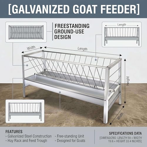 Reinforced Welded Galvanized Steel Livestock Feeder, Heavy‑Duty Anti‑Rust Hay Rack & Feed Basin, Long‑Lasting Pasture Feeding Tool for Goats, Sheep, Ponies, Calves