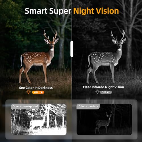 Trail Camera with Night Vision Game Cameras : 4G Cellular Trail Cam with Motion Activated Waterproof - Wildlife Camera with Solar Panel for Outdoor Deer Monitoring and Property Security with 32GB Card